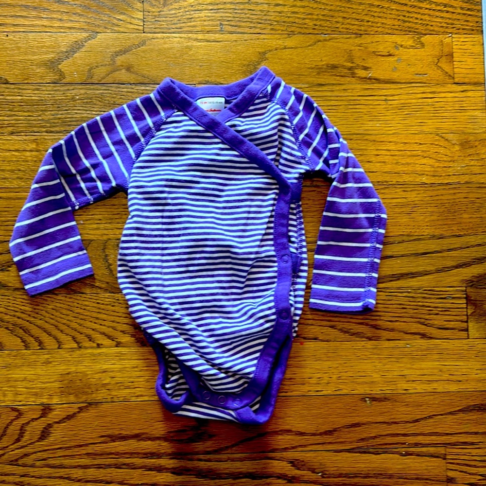 Hanna Andersson Striped Bodysuit (12-18m).